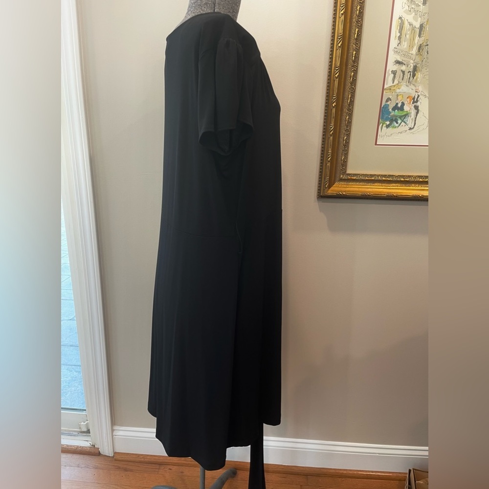 Attention XL ladies black v neck‎ dress-tie-NWOT-summer-Midi-wrap tie-cocktail - Picture 6 of 9